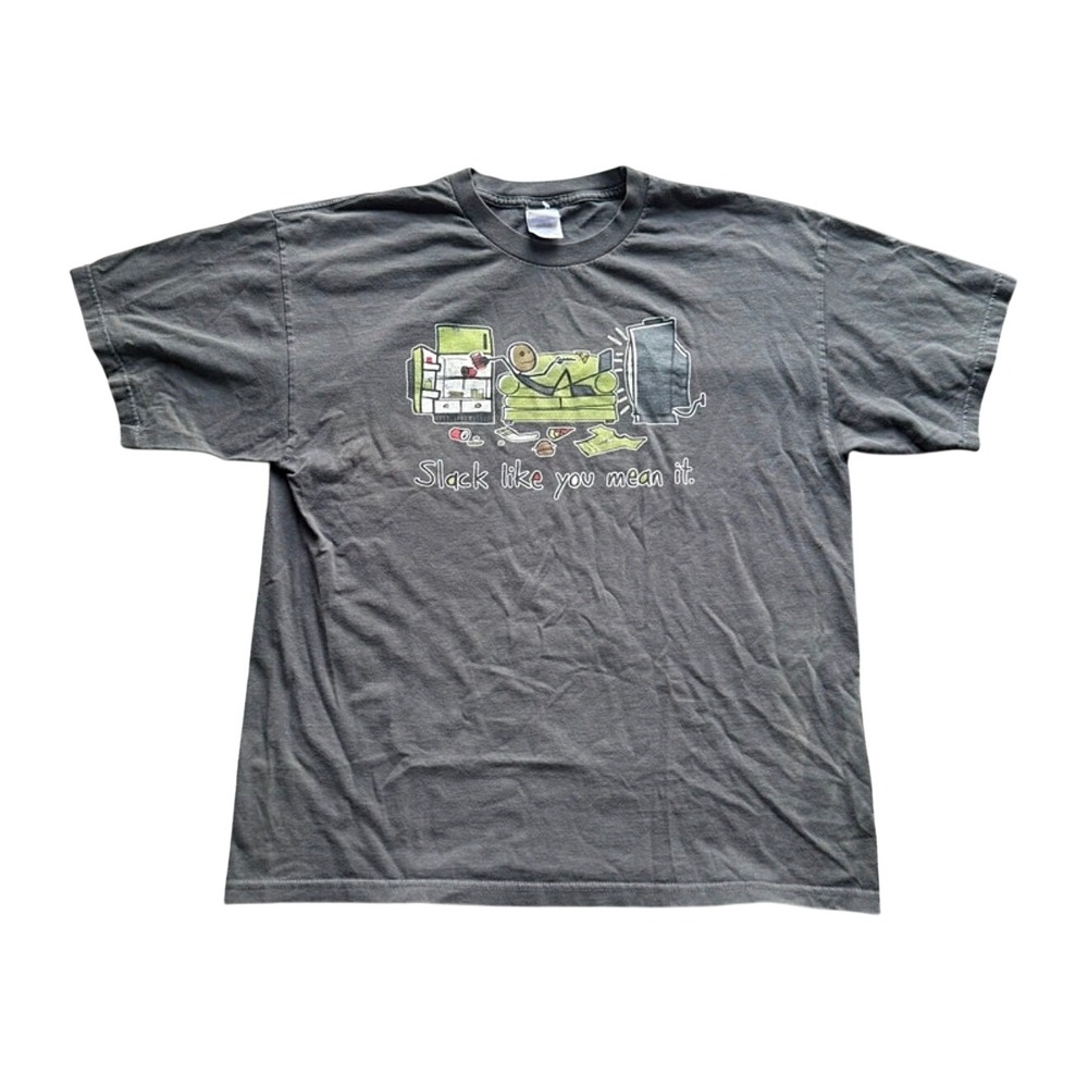 Gildan Graphic T-Shirt Women Small Gray Excellent Slack Like You Mean It Tee